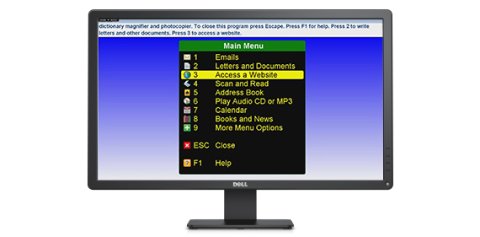 Desktop screen with Guide open to the main menu set to a yellow text on a black background color scheme.  