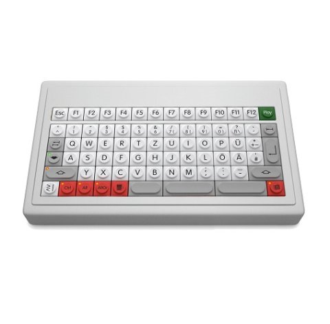 A keyboard without a keypad or integrated wrist rest. 