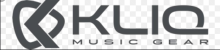 A black geometric symbol next to the words "KLIQ: Music Gear" in bold, black font.