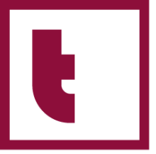 A red square logo with a red, lowercase "t" against a white background.