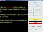 Power Reader interface on a screen where a user must open a file.